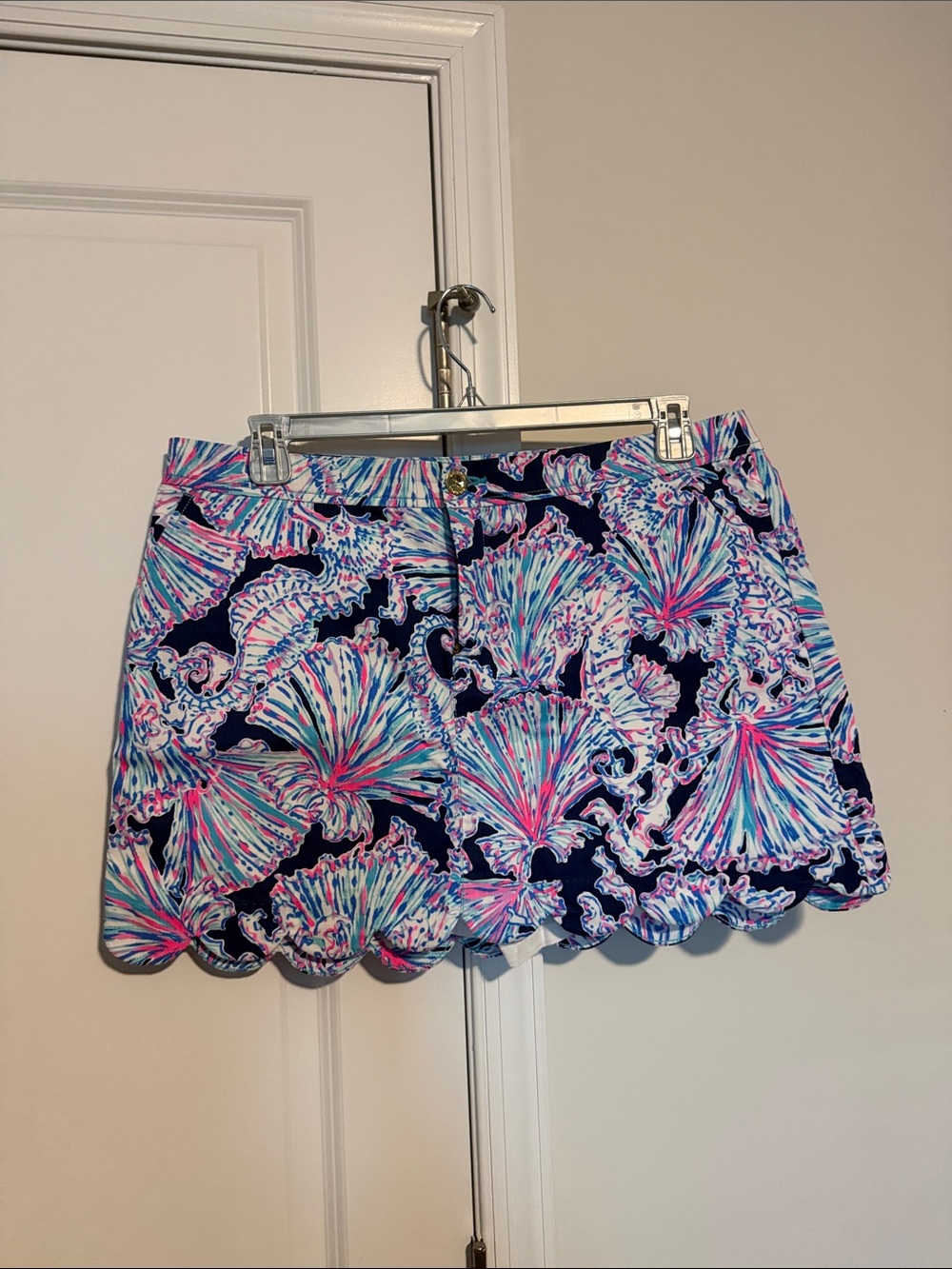 Lilly Pulitzer Navy Multicolor Scallop Hem Mini Skort